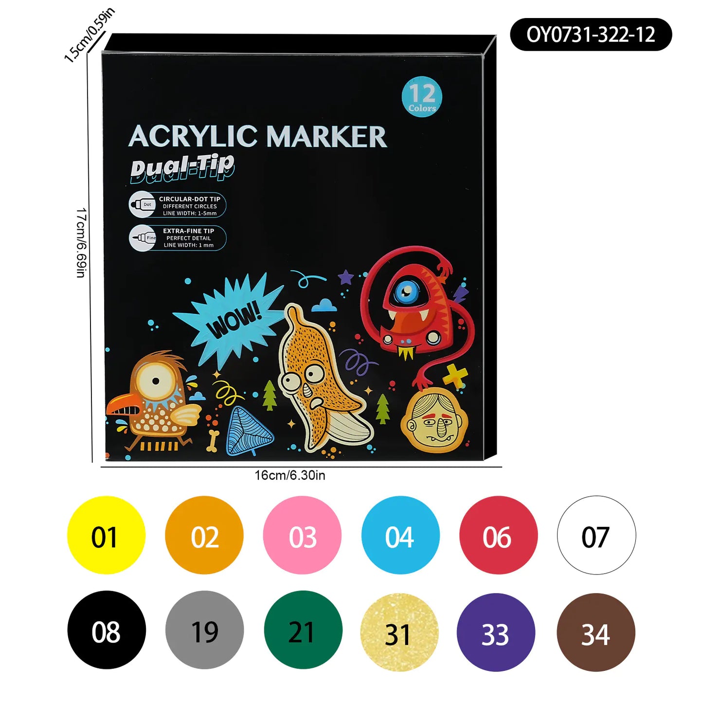 Dual-Head Acrylic Markers Set for Kids and Students