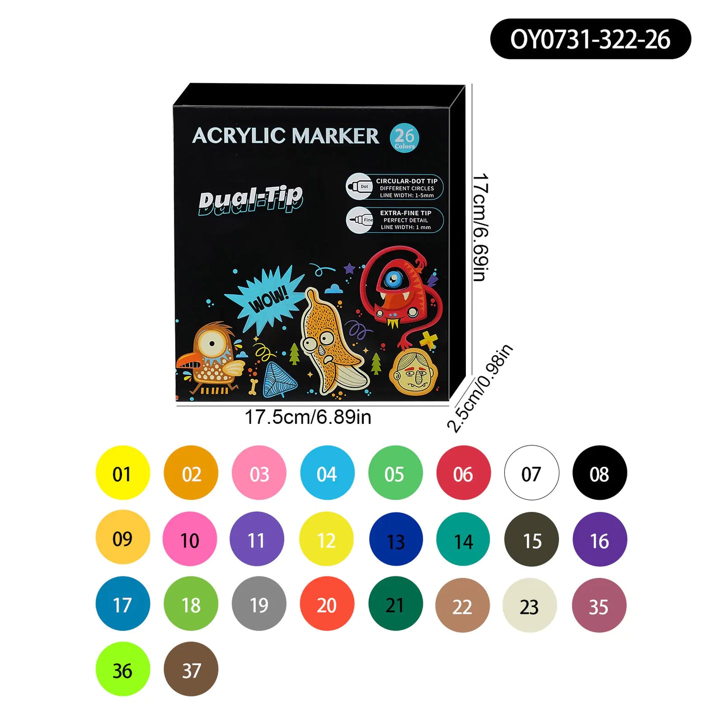 Dual-Head Acrylic Markers Set for Kids and Students