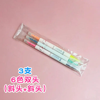 Dual-Tipped Highlighter Pens for Students (6 or 12 Colors)