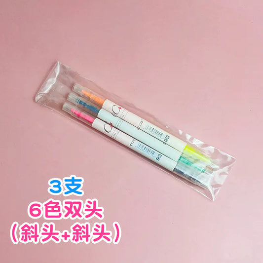 Dual-Tipped Highlighter Pens for Students (6 or 12 Colors)