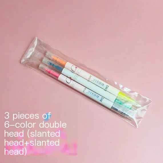 Dual-Tipped Highlighter Pens for Students (6 or 12 Colors)