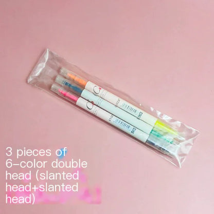 Dual-Tipped Highlighter Pens for Students (6 or 12 Colors)