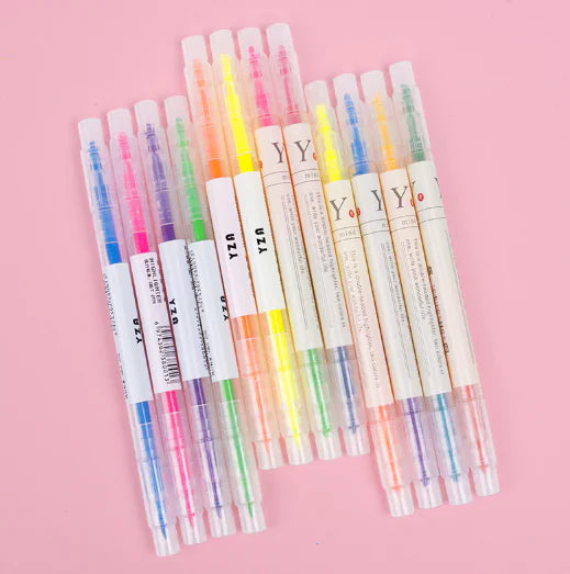 Dual-Tipped Highlighter Pens for Students (6 or 12 Colors)
