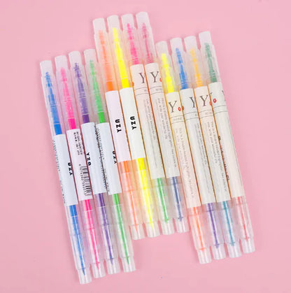 Dual-Tipped Highlighter Pens for Students (6 or 12 Colors)