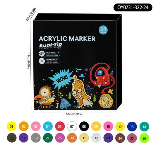 Dual-Head Acrylic Markers Set for Kids and Students