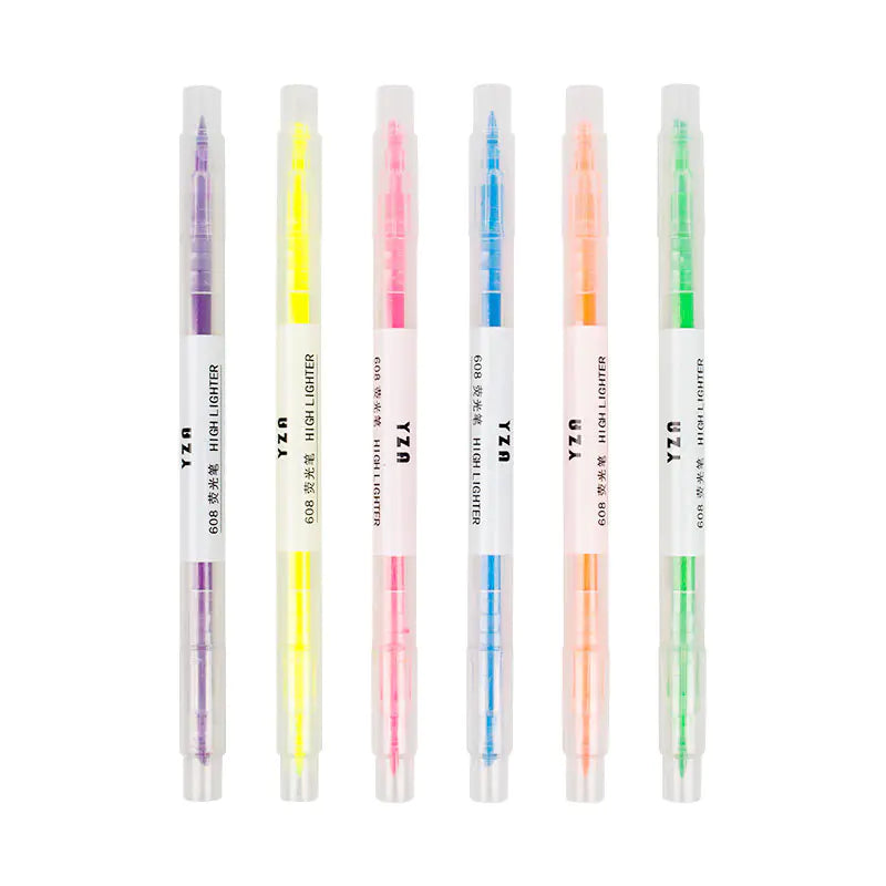 Dual-Tipped Highlighter Pens for Students (6 or 12 Colors)