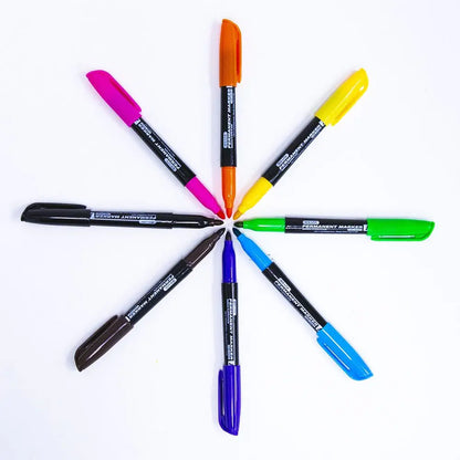Bright Colors Fine Tip Permanent Markers w/ Pocket Clip (5/Pack)
