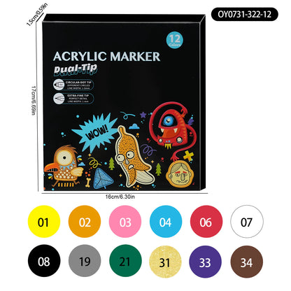 Dual-Head Acrylic Markers Set for Kids and Students