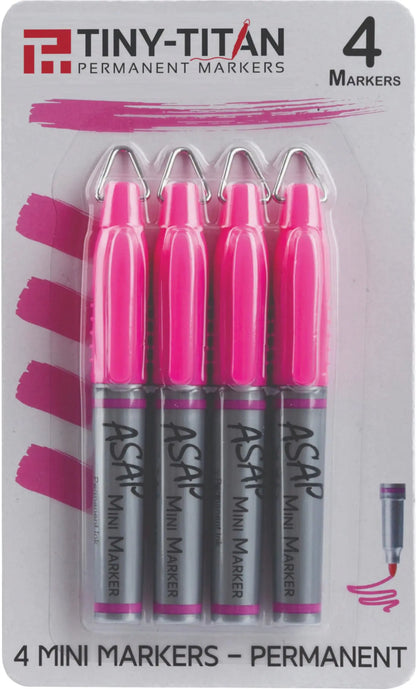 Tiny-Titan Mini Markers Mini Markers Keychain Clip Golf Ball Marker Clip On Nurses Badge - Mini Markers - PINK Ink - Fine Point - 4 Pens Per Pack
