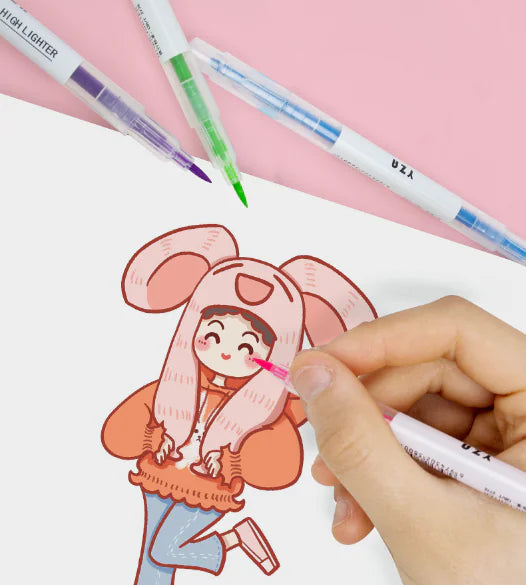 Dual-Tipped Highlighter Pens for Students (6 or 12 Colors)