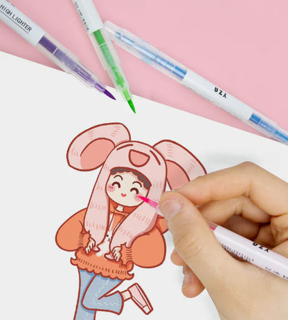 Dual-Tipped Highlighter Pens for Students (6 or 12 Colors)