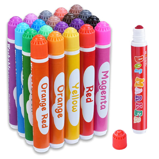 WOSWEL Dot Markers 20 Colors Washable Dot Paint Markers for Toddlers Kids Preschool Bingo Daubers Supplies Painting Art and Crafts Kits Coloring Set Class Valentine Gift Art Party
